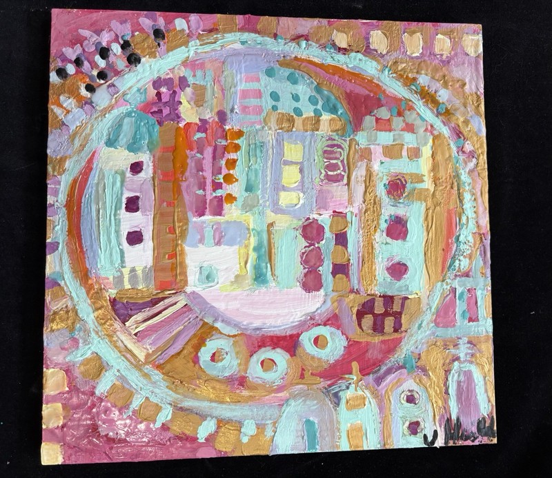“Seeking Joy” An Encaustic Wax And Oil Original Painting 12”x12”On Wood