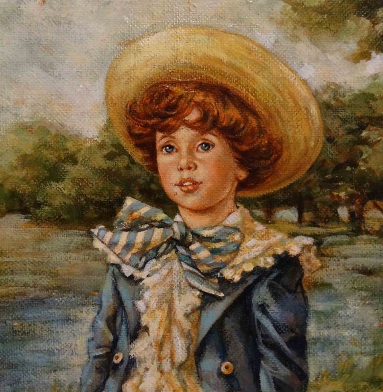 Victorian Brother Blue Boy by Lee Dubin Original Framed Oil Painting gallery