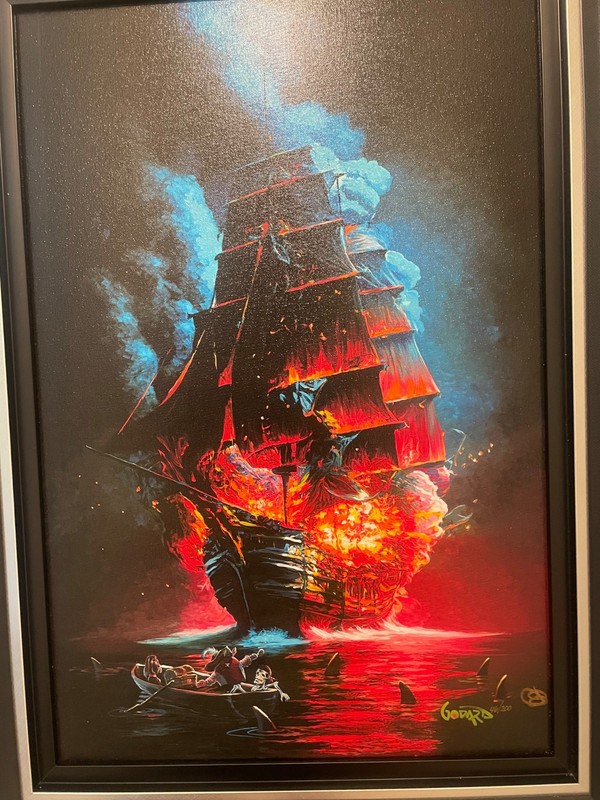 Michael Godard"Fiery Seas" in color with hand-embellishment on canvas COA 46/200 gallery