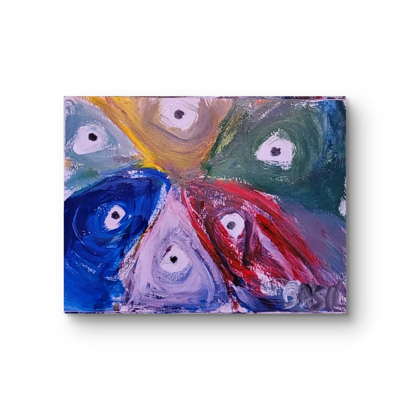 Fish Of Color Abstract Expressionist Original Painting 9×12 Paper