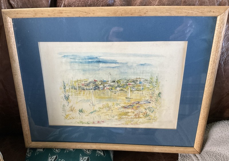 Vintage Watercolor Off Set Lithograph Print Of Bermuda Harbor By Birdsey