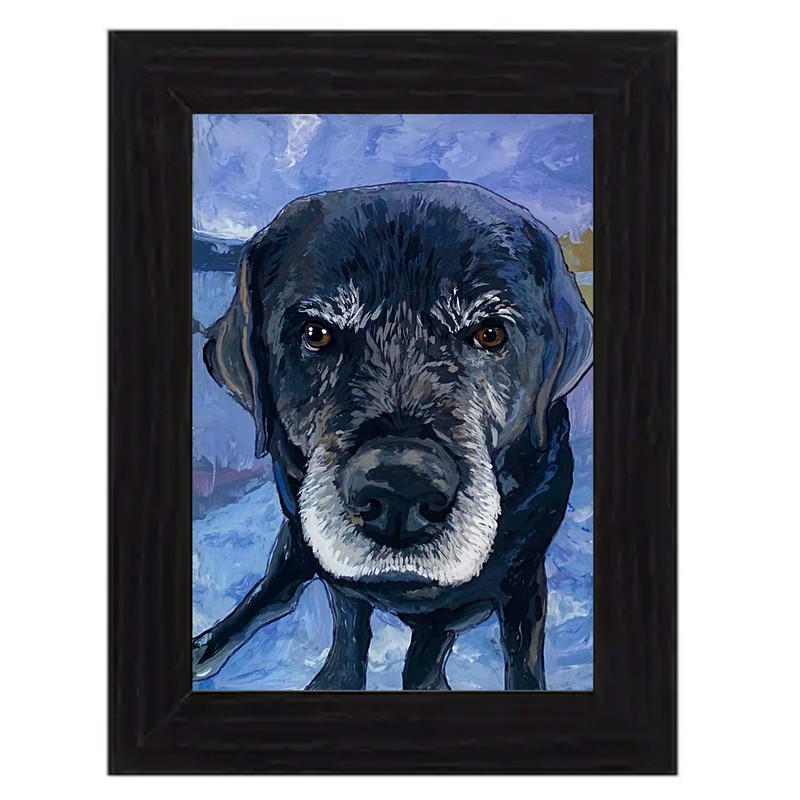 CUSTOM Made to Order 5 x 7 Framed Painted Pet Portrait Reverse-Painted on Glass gallery