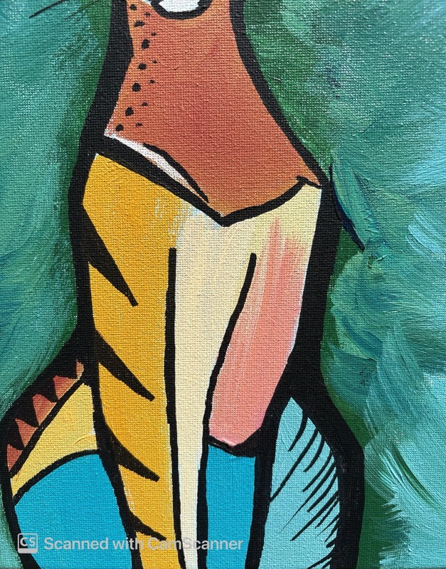 Stylized Colorful Calico Cat Original Acrylic Painting 11x14 Signed Canvas Art gallery