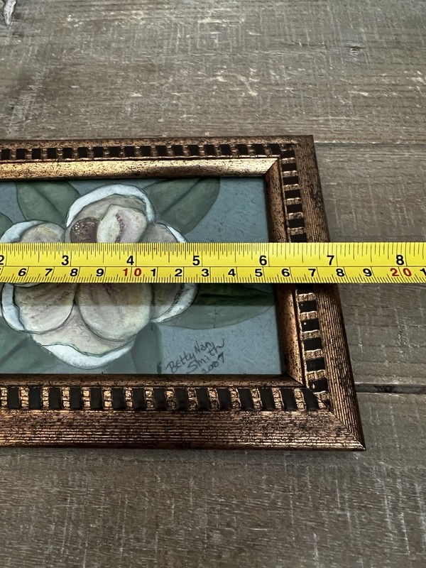 Original Watercolor Magnolia Flower Framed Art Signed Betty N. Smith 5x7” gallery