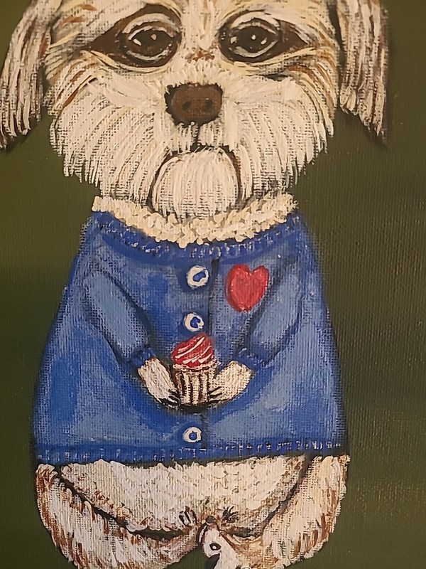 11x14 Canvas Panel Dog Shihtzu Painting Janet Smith My Favorite Things Puppy Toy gallery