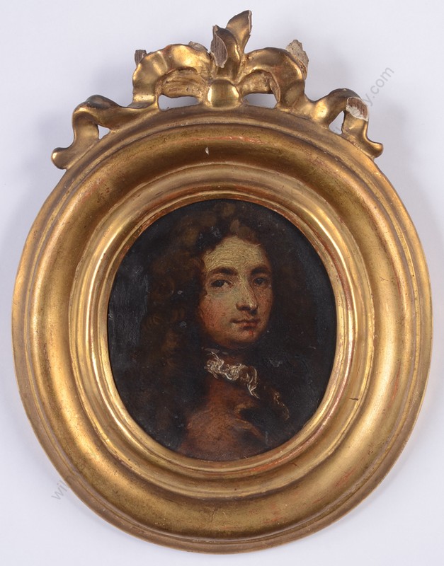 «Portrait of Monsieur Loysel», quality French oil on copper miniature, 1690/1700
