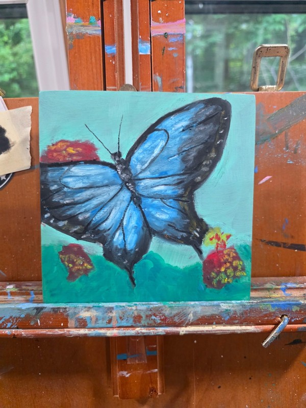 A Butterfly Oil Painting on 6″ x 6″ wood Panel
