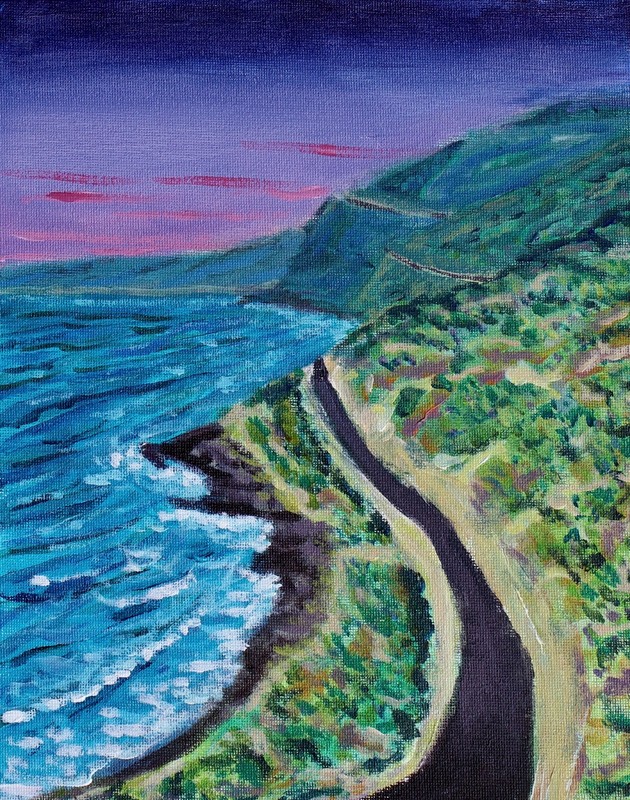 ShawNshawN Original painting 8×10 seascape ocean sunset summer art