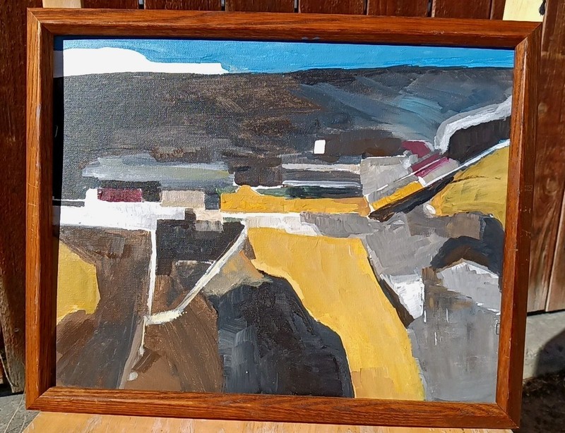 Abstract Expressionist Painting Mid Century Style Modernist After gallery