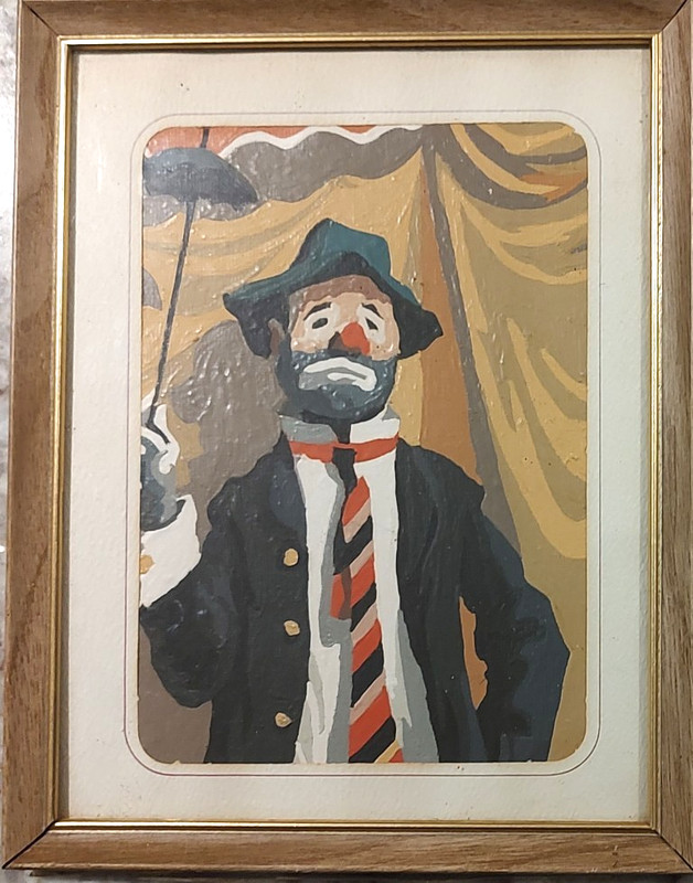 TWO Vintage Paint By Number Clown Paintings Portrait Circus 7x9 gallery