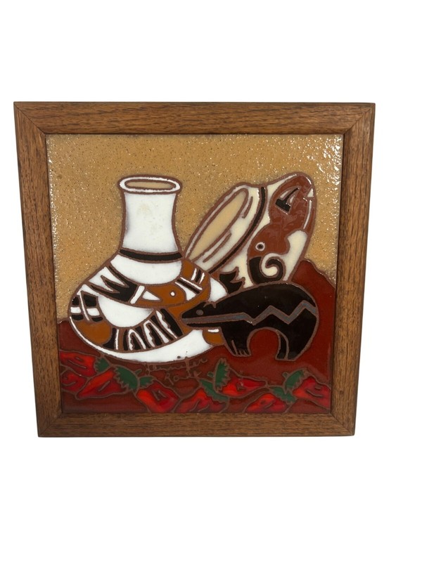 Vintage Hopi Still Life No. 3 Signed Framed Ceramic Wall Art By Jennifer Roche