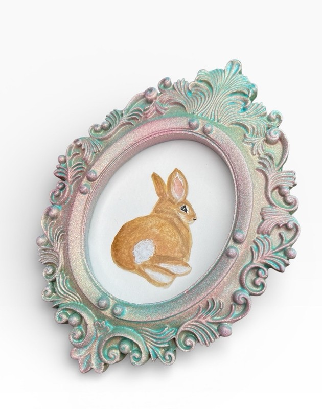 Bunny Rabbit mini watercolor animal print • vintage ornate frame gallery