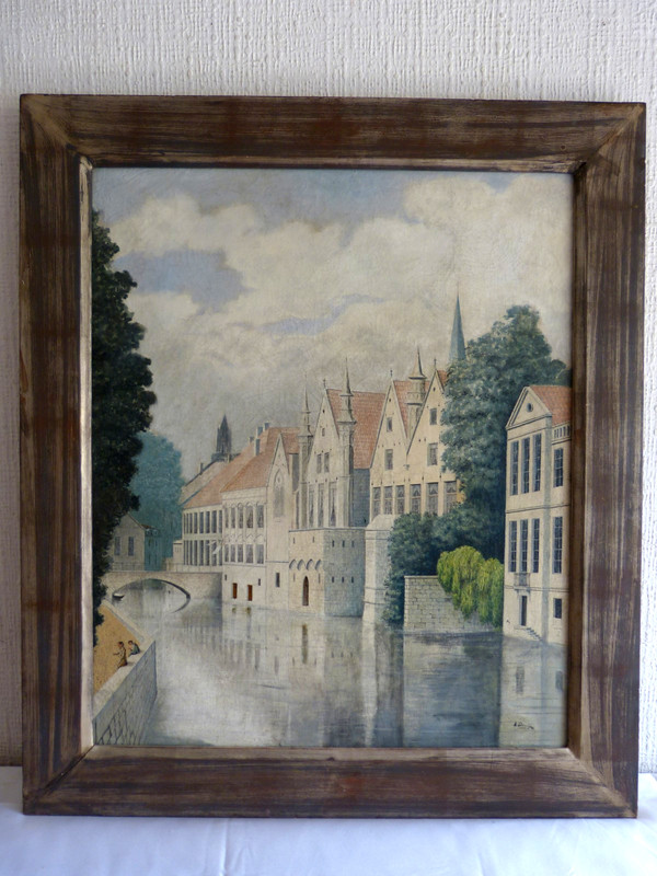 Painting Canvas Canal Channels River City Belgium Bruges Netherlands?