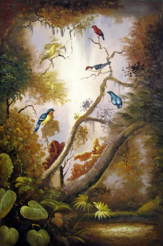 24×36 inches Bird stretched Oil Painting Canvas Handmade Art Wall Decor moder004