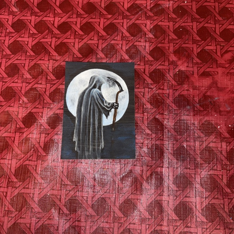 ACEO PRINT Miniature Painting Death Reaper Halloween Spooky Scary Horror Art gallery
