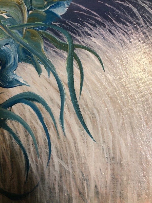 ‘Outfield’Flower Abstract Painting, Acrylic Medium Bouquet Hand Made And Signed. gallery