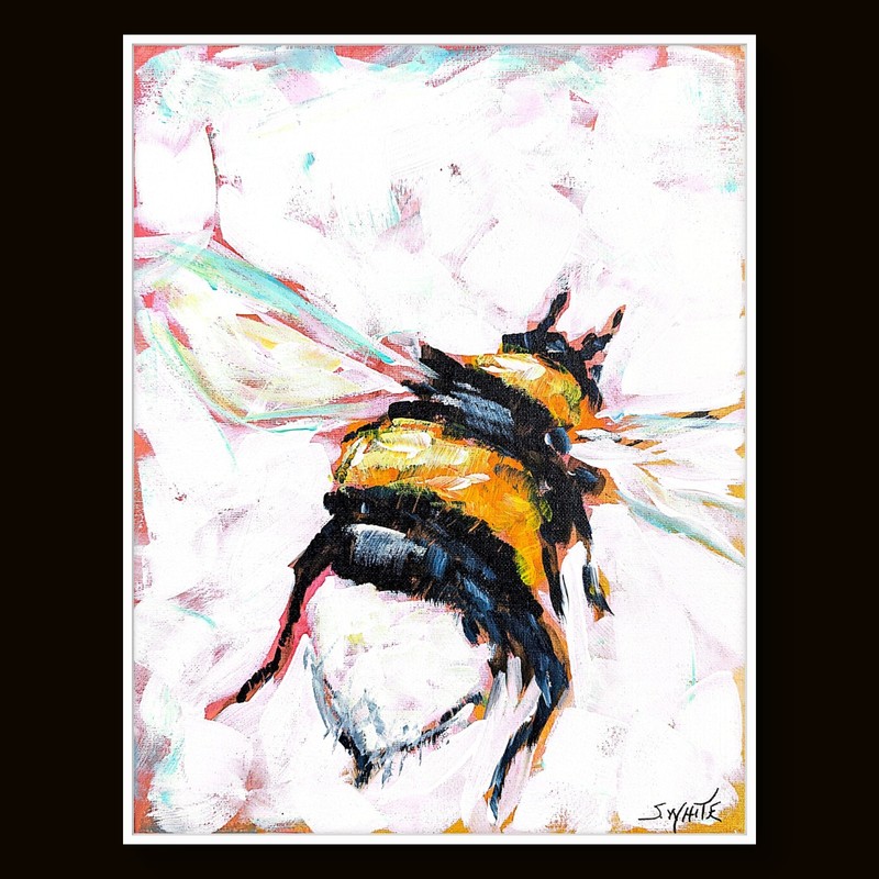 Bumblebee Original Painting Canvas Bumble Bee Insect Pop Art Gestural Expression gallery
