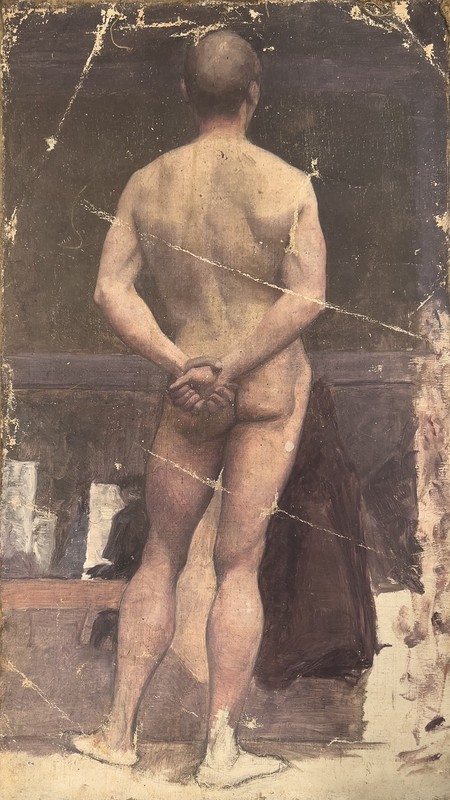Charles Franklin Chamberlain, academic male nude oil painting, académie, c. 1895