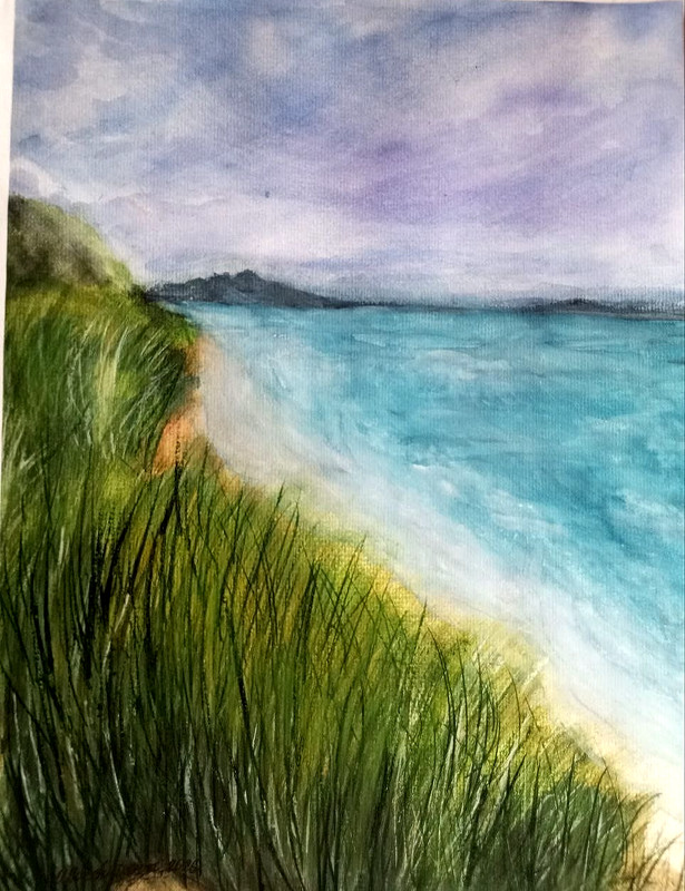 Original watercolor painting seascape clear sea waves 39,1×28,5cm dekor giftSALE