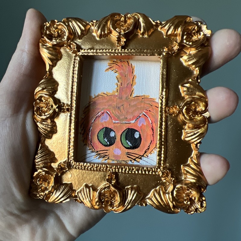 Ginger Cat,kitty ,cute,funny original miniature painting,small,mini gallery