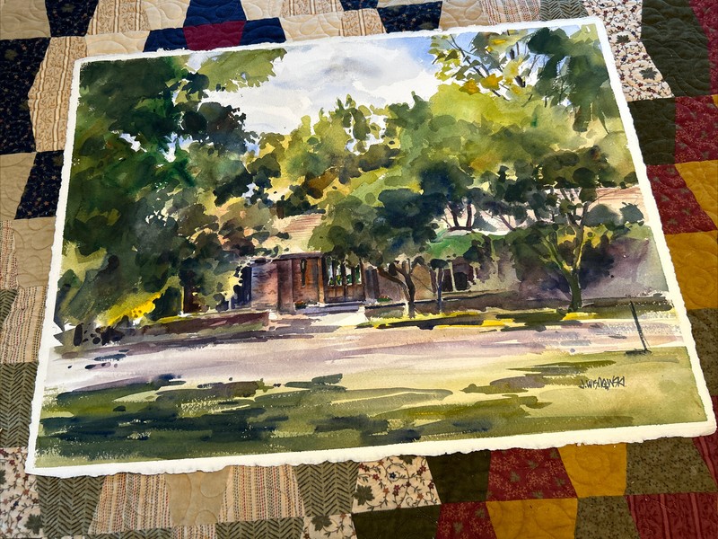Chicago Suburban Scene Watercolor 21” X29” By James Wisnowski (8)