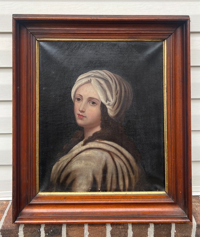 ANTIQUE 19TH CENTURY BEATRICE CENCI OIL ON CANVAS FRAMED PORTRAIT 20 X 24 SYBIL