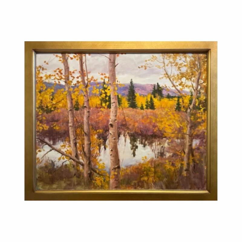 Original Teresa Vito “Autumn Pond” — Oil On Board Denver Colorado.