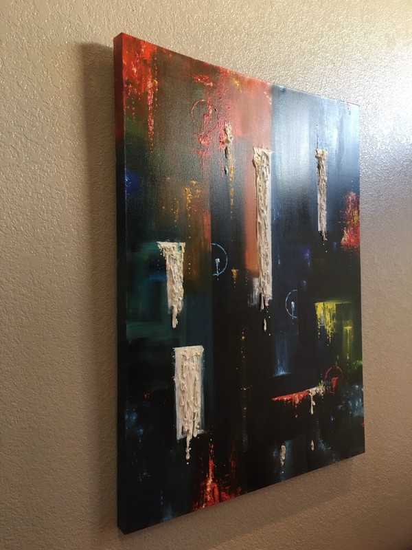 BIG ORIGINAL HAND PAINTED ABSTRACT ART PAINTING ON CANVAS 30x40 INCHES. gallery