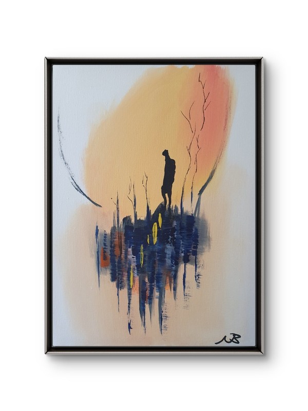 ORIGINAL ACRYLIC PAINTING 12×16 DYSTOPIAN WORLD ABSTRACT WALL ART HAND PAINTED