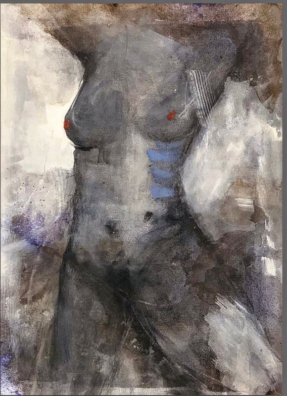 UNIQUE PAINTING – “NU WOMAN”. 15’’x 12’’. Acrylic&Inc On Canvas Paper