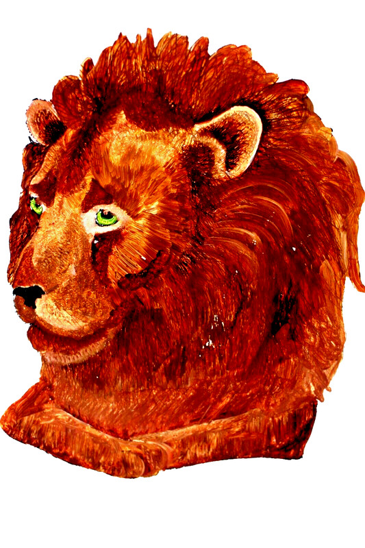 Sharp Artisan Reverse Painted Lion on Glass 15" x12" gallery