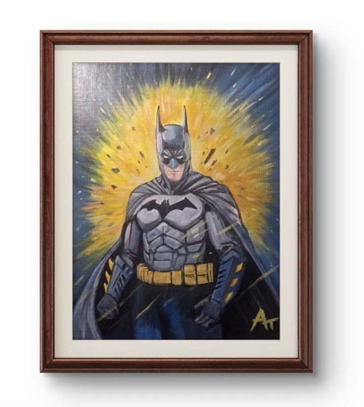 Batman Explosions 9×12 Original Artwork Canvas Panel
