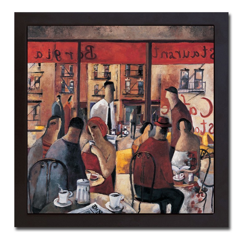 Black Floater Framed Cafe New York by Lourenco Canvas Giclee Art (20 in x 20 in)