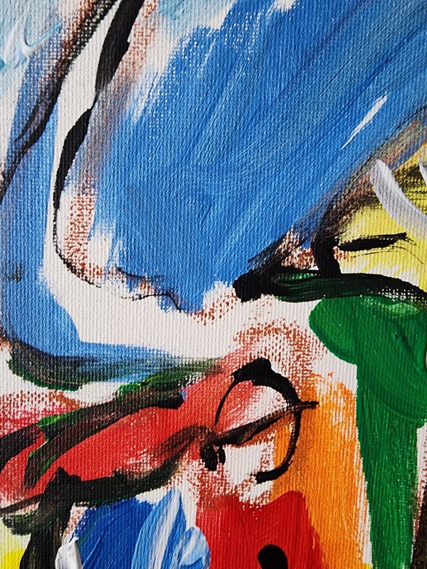 Original Abstract Painting Buffalo Canvas Neo Expressionist Fine Art Decor 9x12 gallery