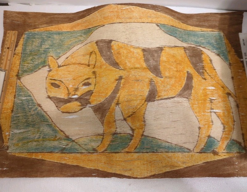 Tucano Native Colombian Bark Wild Cat Painting 24″x15″