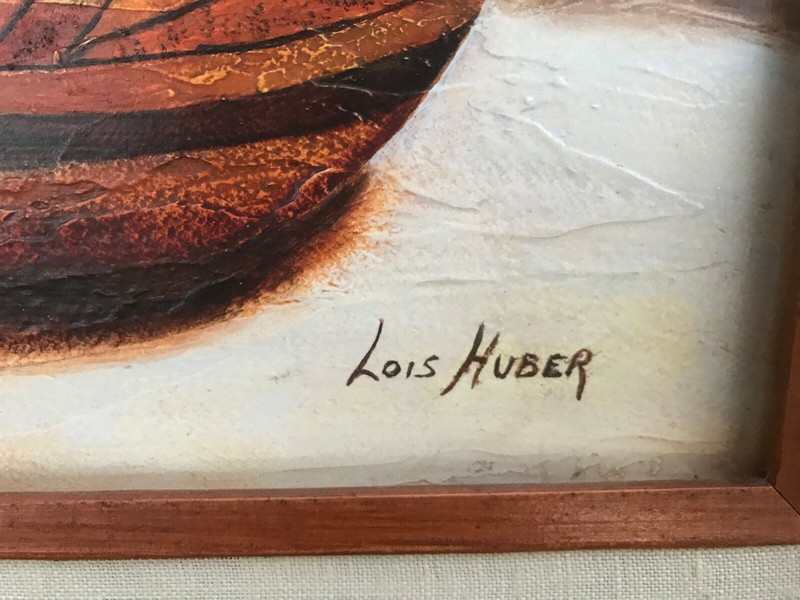 LOIS HUBER Original 1980s MODERN WESTERN Hopi Pottery Still Life Oil on Board gallery