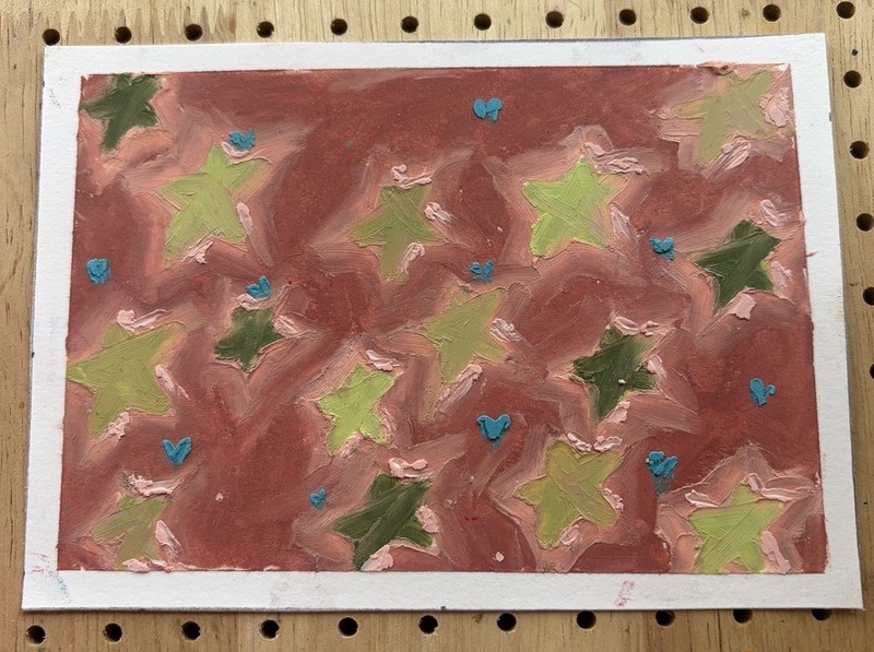 Original Oil Pastel Star Pattern Painting On Paper By Kayla GS