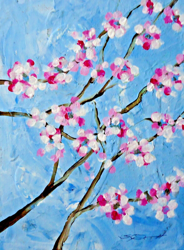 ORIGINAL PAINTING acrylic/rigid canvas panel «Blossoming» 12×10 by Steven Graff