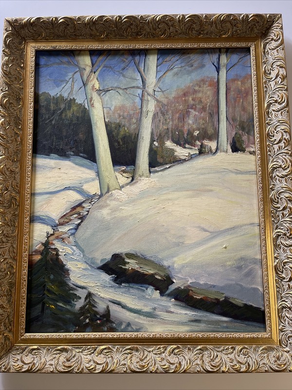 Antique Painting American Winter Mountain Landscape Impressionism California Old gallery
