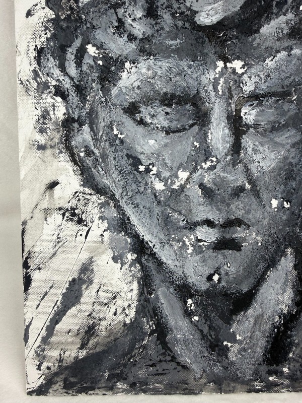 Textured Abstract David Bust Canvas Painting Black White Gray Wall Art 8x10 gallery