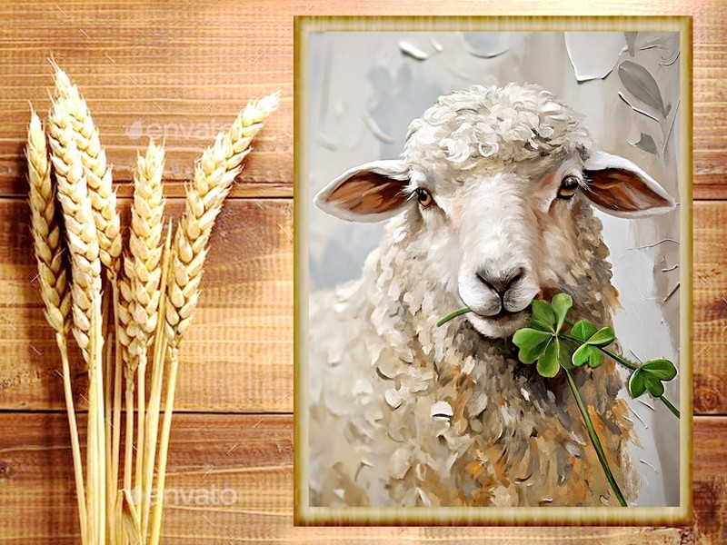 Sheep Painting St Patricks Day Art Print Irish Symbol Green Clover Farm Animal gallery
