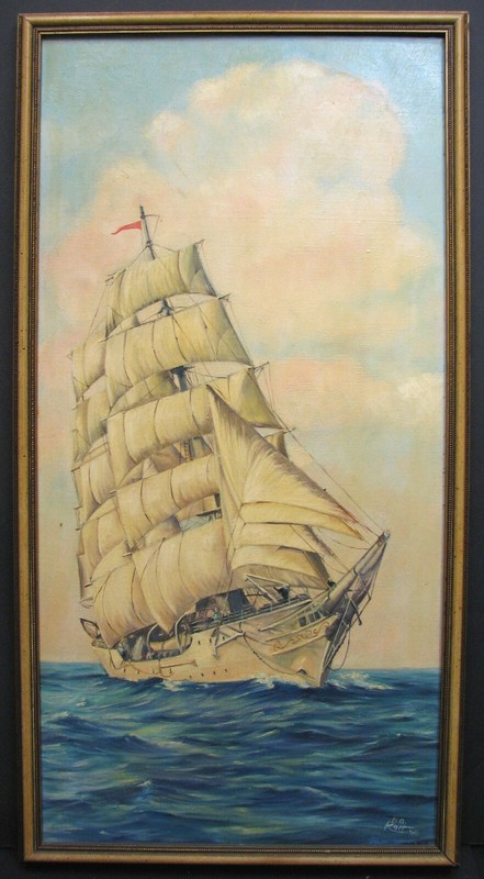 Large original oil on canvas «White Clipper» by B.A. Kott