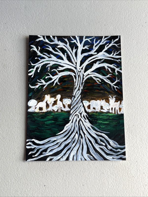 ORIGINAL Painting TREE of LIFE Acrylic Animals Universe Spiritual Abstract ART gallery