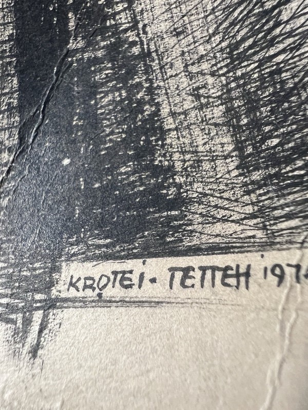 African Art Emmanuel Krotei Tetteh Original Signed 1974 Restoration Vintage gallery
