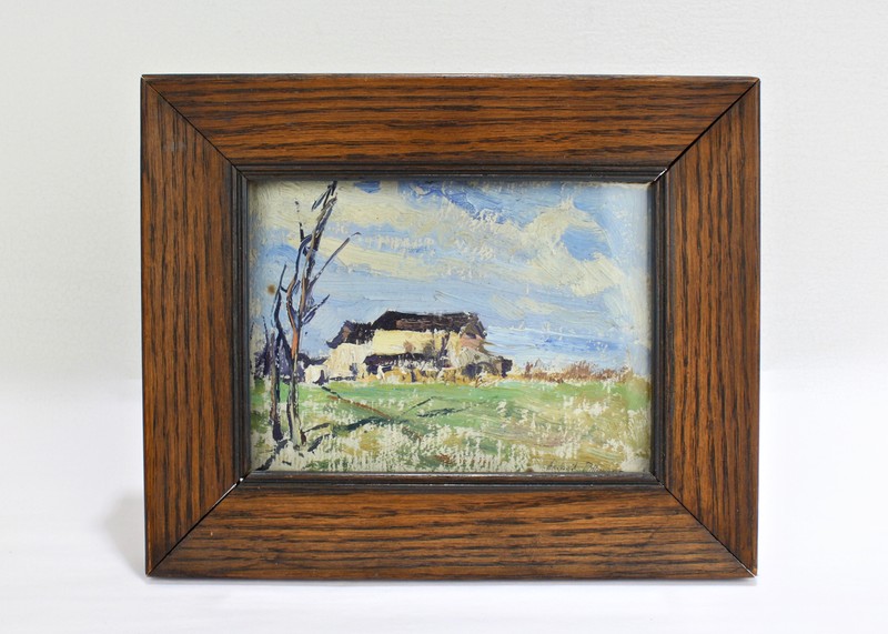 Herbert Pullinger, Small Oil On Board Painting, Pennsylvania Farm Landscape