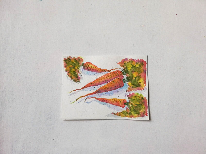 Still Life Miniature Original Watercolour, Vegetable Carrots Painting. 20x14.5cm gallery
