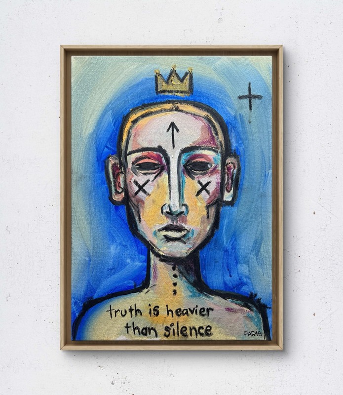 Truth Is Heavier | Original Mixed Media Painting | 12×16 | Truth Teller Series