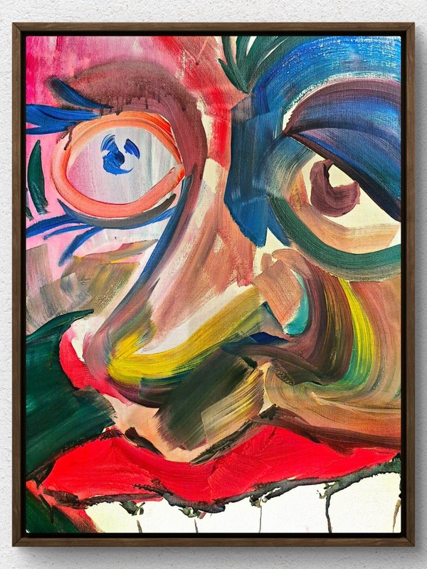 Original Expressive 16×20 Portrait Acrylic Canvas Signed Contemporary Art C048