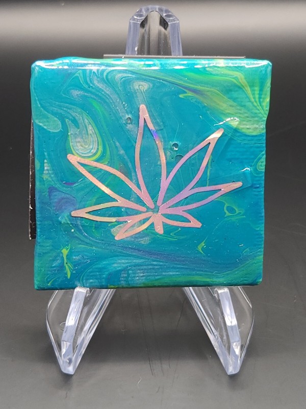 Acrylic Art Pour Painting, 100% hand-poured on Canvas With Decal & Resin Coated