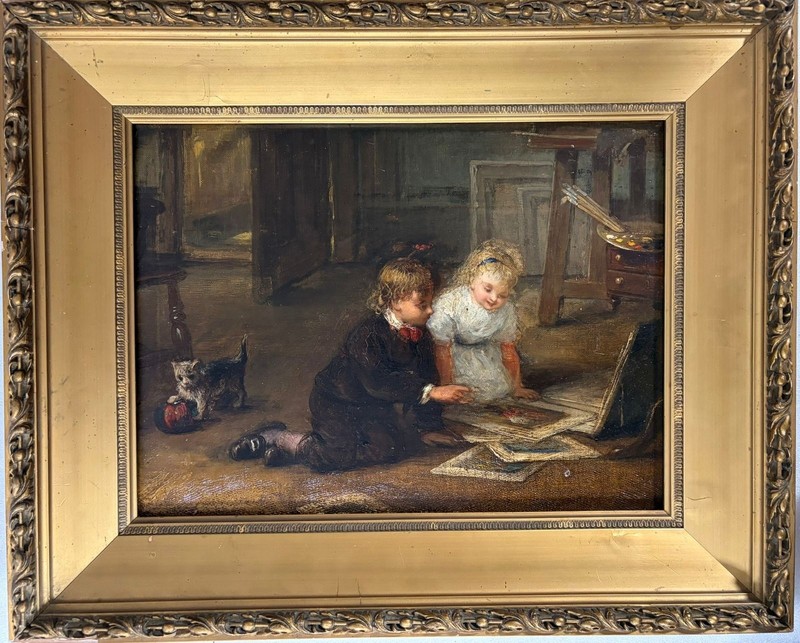 James William Cole (1848-1889) : A Private View , Oil On Canvas On Wood Panel